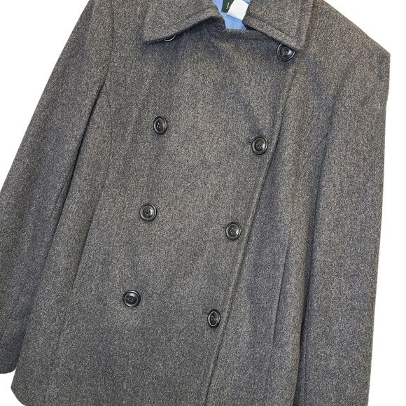 J. Crew Grey Double Breasted Woolblend Peacoat M - Picture 3 of 16